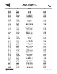 Ridgefield Raptors Game Schedule