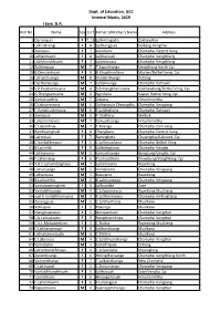 Dept. of Education, GCC Internal Marks, 2019 I Sem. B.A