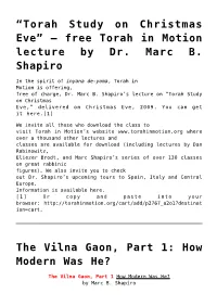 Free Torah in Motion Lecture by Dr. Marc B. Shapiro