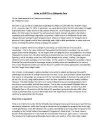 Letter to SUBTEL Re Wikipedia Zero