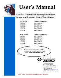 Precise Controlled Atmosphere and Basic Glove Boxes User's Manual