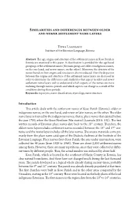 Similarities and Differences Between Older and Newer Settlement Name Layers