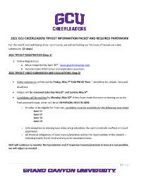 2021 Gcu Cheerleaders Tryout Information Packet and Required Paperwork