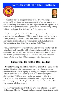 CBS -- Next Steps with the Bible Challenge