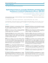 Epidemiological Behavior, Geographic Distribution and Initial Clinical Management of Cutaneous Leishmaniasis in Boyacá