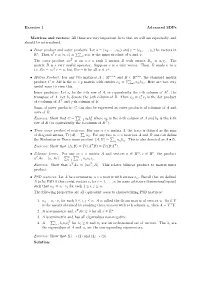Exercise 1 Advanced Sdps Matrices and Vectors