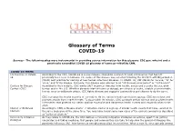 Glossary of Terms COVID-19