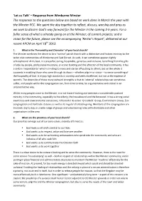 'Let Us Talk' – Response from Wimborne Minster the Responses