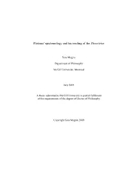 Plotinus' Epistemology and His Reading of the Theaetetus