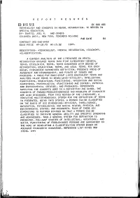 Terminology and Concepts in Mental Retardation. Tc