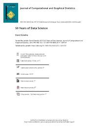 David Donoho. 50 Years of Data Science. Journal of Computational