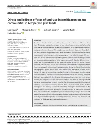 Direct and Indirect Effects of Land‐Use Intensification on Ant Communities in Temperate Grasslands