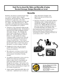 Hard Facts About the Risks and Benefits of Using Treated Sewage Sludge/Biosolids on Land