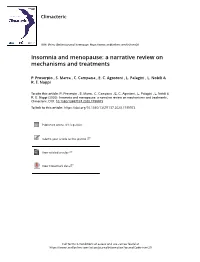 Insomnia and Menopause: a Narrative Review on Mechanisms and Treatments