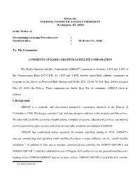 Streamlining Licensing Procedures for ) Small Satellites ) IB Docket No