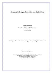2011. Community Designs: Protection and Exploitation