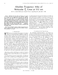 Absolute Frequency Atlas of Molecular I/Sub 2