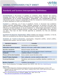 AHIMA Fact Sheet: Standards and Systems Interoperability Definitions