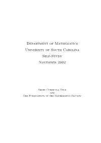 Department of Mathematics University of South Carolina Self-Study November 2002