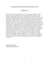Exponential Growth Series and Benford's Law ABSTRACT