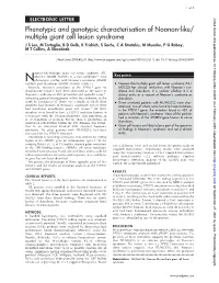 Phenotypic and Genotypic Characterisation of Noonan-Like