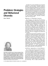 Predatory Strategies and Behavioral Diversity