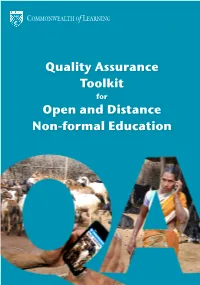 Quality Assurance Toolkit for Open and Distance Non-Formal Education