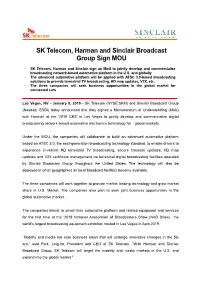 SK Telecom, Harman and Sinclair Broadcast Group Sign MOU
