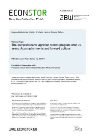The Comprehensive Agrarian Reform Program After 30 Years: Accomplishments and Forward Options