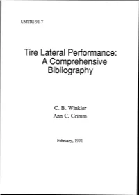 Tire Lateral Performance: a Com~Rehensive
