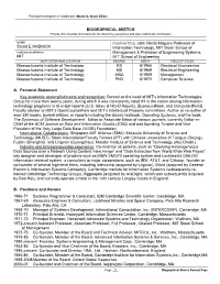 BIOGRAPHICAL SKETCH Stuart E MADNICK POSITION TITLE