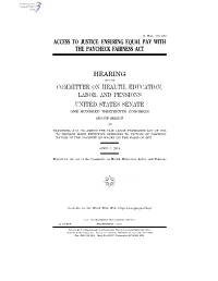 Ensuring Equal Pay with the Paycheck Fairness Act Hearing
