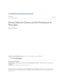 Forum-Selection Clauses and the Privitization of Procedure Michael E