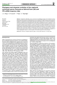Phylogeny and Character Evolution of the Coprinoid Mushroom Genus &lt;I&gt;Parasola&lt;/I&gt; As Inferred from LSU and ITS Nrdna
