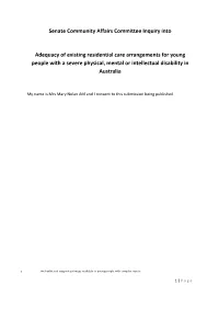 Senate Community Affairs Committee Inquiry Into Adequacy of Existing