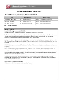 A Level History – Unit 1 Summer Work 2020 – Note Taking Sheet
