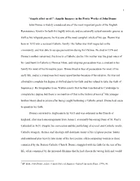 “Angels Affect Us Oft”: Angelic Imagery in the Poetic Works of John Donne John Donne Is Widely Considered One of the Most Im