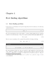 Chapter 1 Root Finding Algorithms
