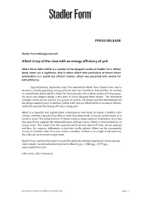 PRESS RELEASE Albert Is Top of the Class with an Energy Efficiency Of