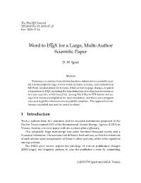 Word to LATEX for a Large, Multi-Author Scientiﬁc Paper