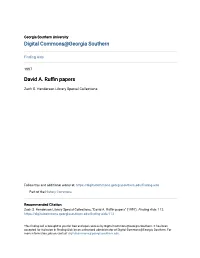 David A. Ruffin Papers
