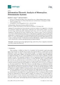 Information-Theoretic Analysis of Memoryless Deterministic Systems