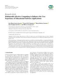 Research Article Multimodal Affective Computing to Enhance the User Experience of Educational Software Applications