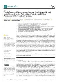 The Influence of Temperature, Storage Conditions, Ph, and Ionic Strength