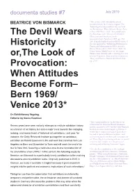 When Attitudes Become Form – Bern 1969/Venice 2013,” First Published in Eva Kernbauer (Ed.): Kunstgeschichtlichkeit