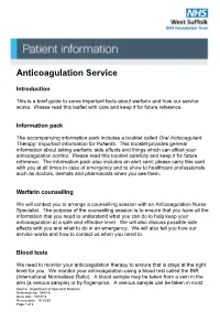 Anticoagulant Monitoring Service