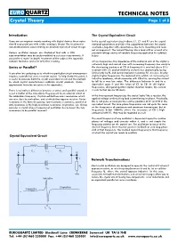 EURO QUARTZ TECHNICAL NOTES Crystal Theory Page 1 of 8