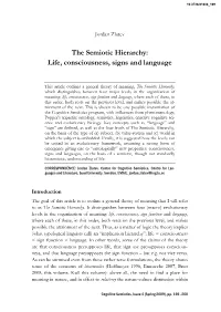The Semiotic Hierarchy: Life, Consciousness, Signs and Language