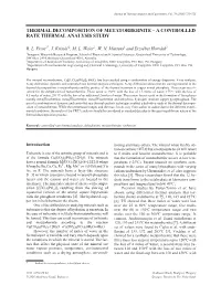 Thermal Decomposition of Metatorbernite – a Controlled Rate Thermal Analysis Study