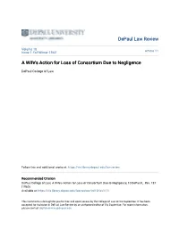 A Wife's Action for Loss of Consortium Due to Negligence